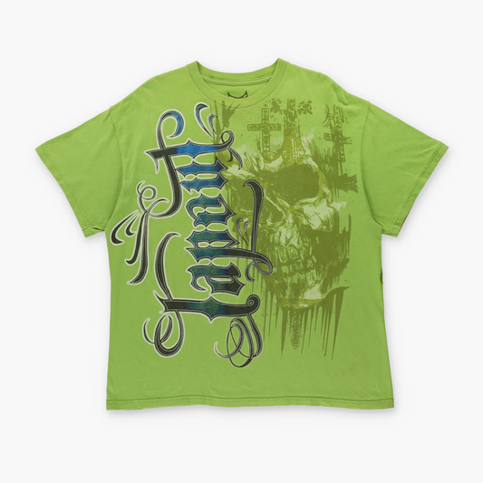 TAPOUT Green & Blue Foil Spell Out Double Sided Wrestling Tee (XL)