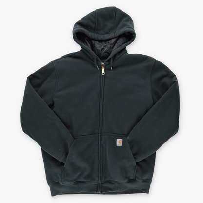 CARHARTT 100631  'Rain Defender' Quilt Lined Black Zip Up Hooded Sweatshirt (M-L)