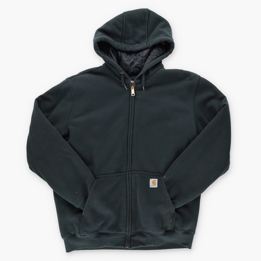 CARHARTT 100631  'Rain Defender' Quilt Lined Black Zip Up Hooded Sweatshirt (M-L)