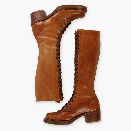 BORT CARLETON 70s 'USA Made' Vintage Lace Up Brown Leather Boots (9)
