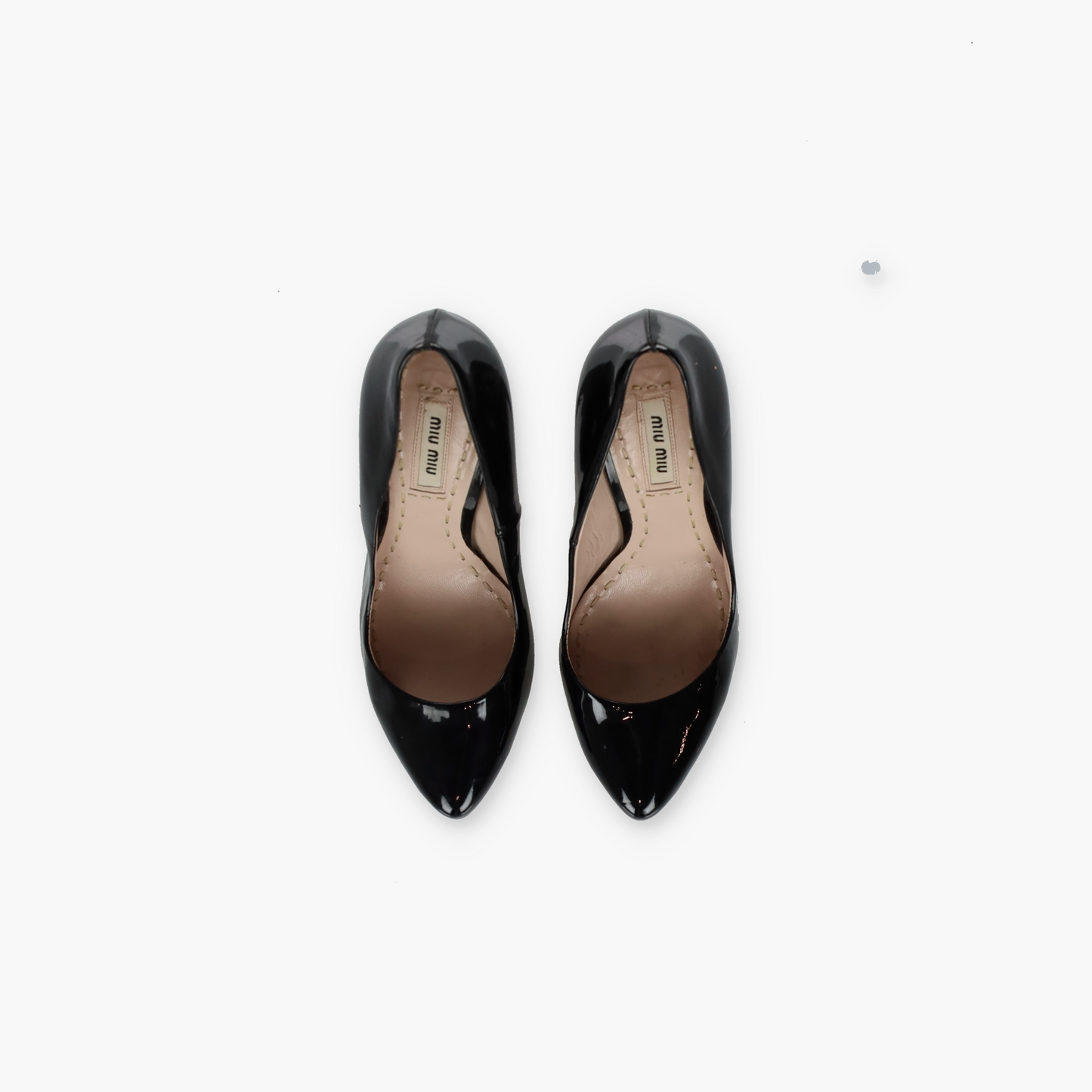 MIU MIU 'ITALY Made' Patent Leather Pointed Toe Black Pumps Heels (35.5)
