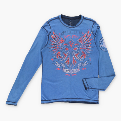 Vintage AFFLICTION Y2K REVERSIBLE USA Made Long Sleeve T-Shirt *Aubs Vintage Sole Melbourne