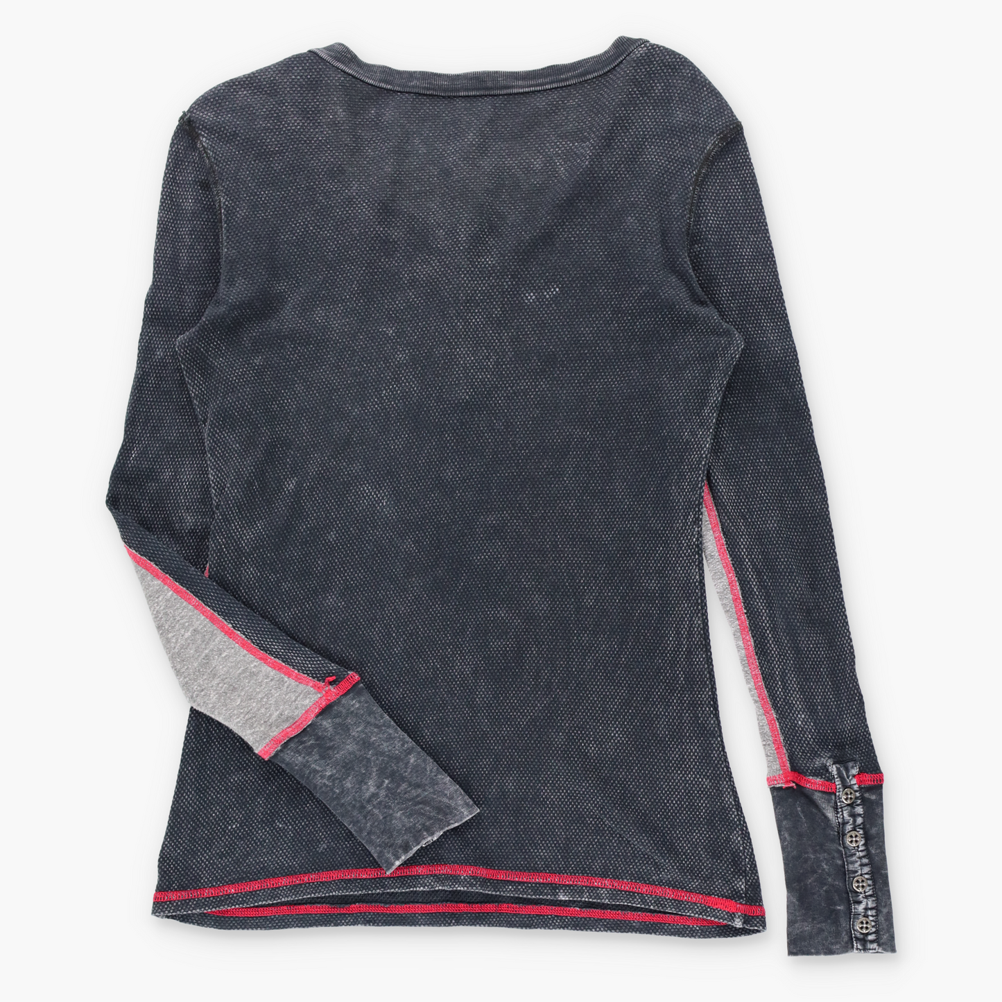 AFFLICTION 'American Customs' Vintage Y2K 1/4 Button USA Made Mesh Detail Long Sleeve Tee (Women's S) ***COCO Vintage Sole Melbourne