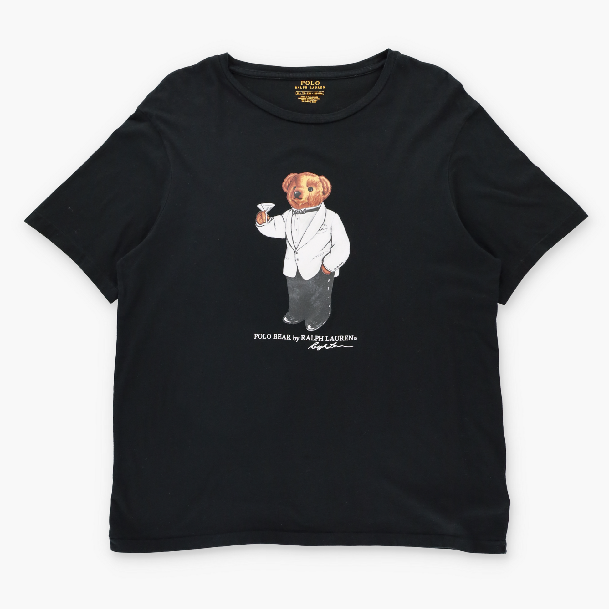 POLO RALPH LAUREN Martini Tuxedo Bear Black Single Stitch T-Shirt (L) ***COCO Vintage Sole Melbourne