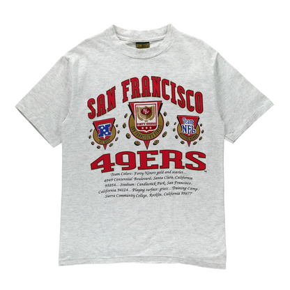 San Francisco 49ers Felt Patch Single Stitch Light Heather Grey NFL T-Shirt USA Made (L)
