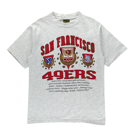 San Francisco 49ers Felt Patch Single Stitch Light Heather Grey NFL T-Shirt USA Made (L)