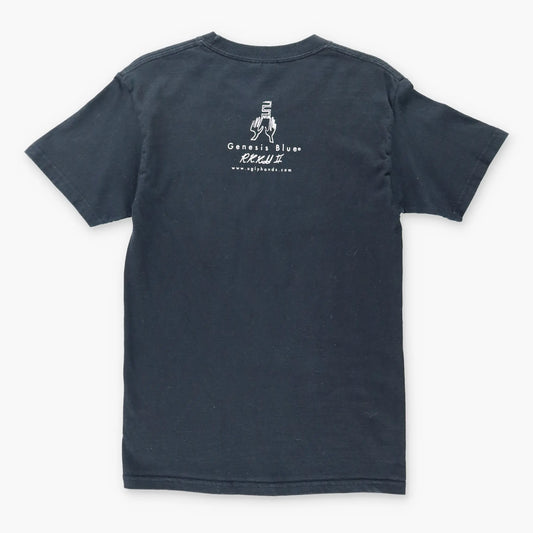 Vintage UGLY HANDS Jazz Blue Saxophone Flame R.K. Kidd II Black Music T-Shirt (XS)