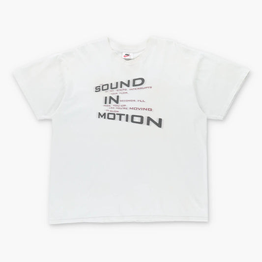 Vintage NIKE Swoosh 'Sound In Motion' Quote Athletic White & Black T-Shirt (L)