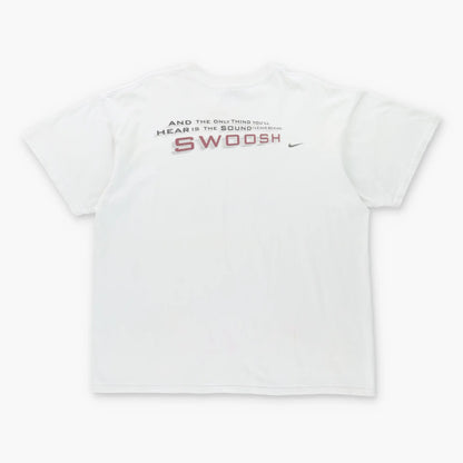 Vintage NIKE Swoosh 'Sound In Motion' Quote Athletic White & Black T-Shirt (L)