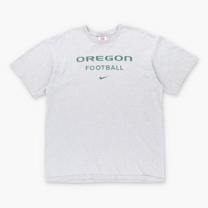 Vintage NIKE Oregon Football Centre Swoosh Logo Grey & Green T-Shirt (L-XL)