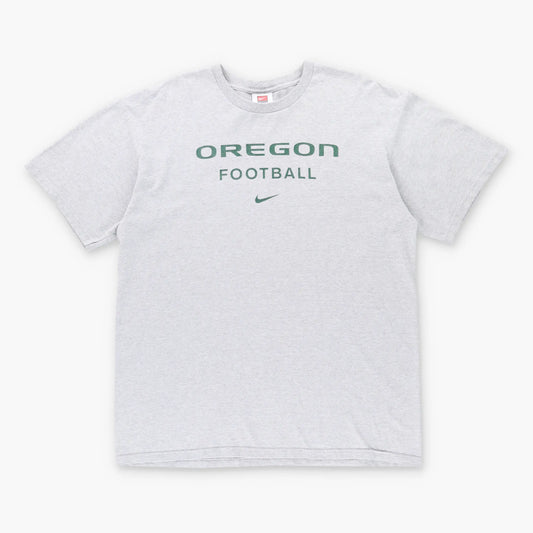 Vintage NIKE Oregon Football Centre Swoosh Logo Grey & Green T-Shirt (L-XL)