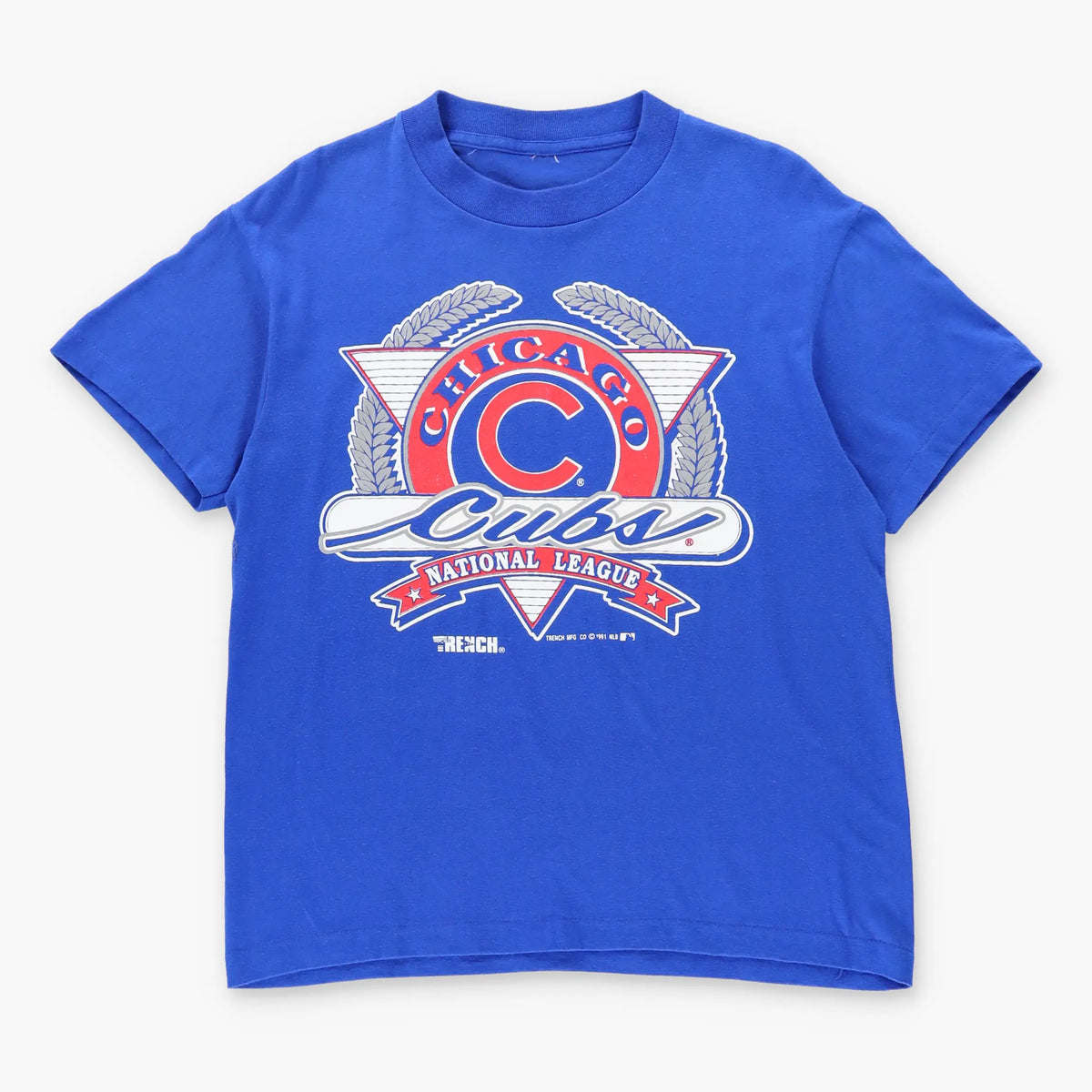 Vintage 1991 CHICAGO CUBS MLB Single Stitch Blue & Red Baseball T-Shirt (XS-S)