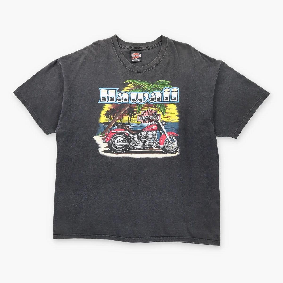 Vintage HARLEY DAVIDSON 1998 Hawaii USA Made Grey Motorcycle T-Shirt (XXL)