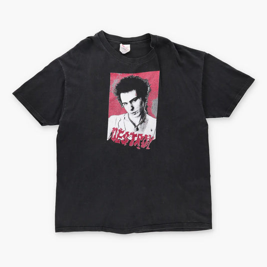 Vintage SEX PISTOLS Sid Vicious 'Destroy' Red Glitter Music Black T-Shirt (XL)