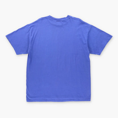 Vintage NIKE Swoosh 'Practice Jersey' Spray Paint White & Navy T-Shirt (XL)