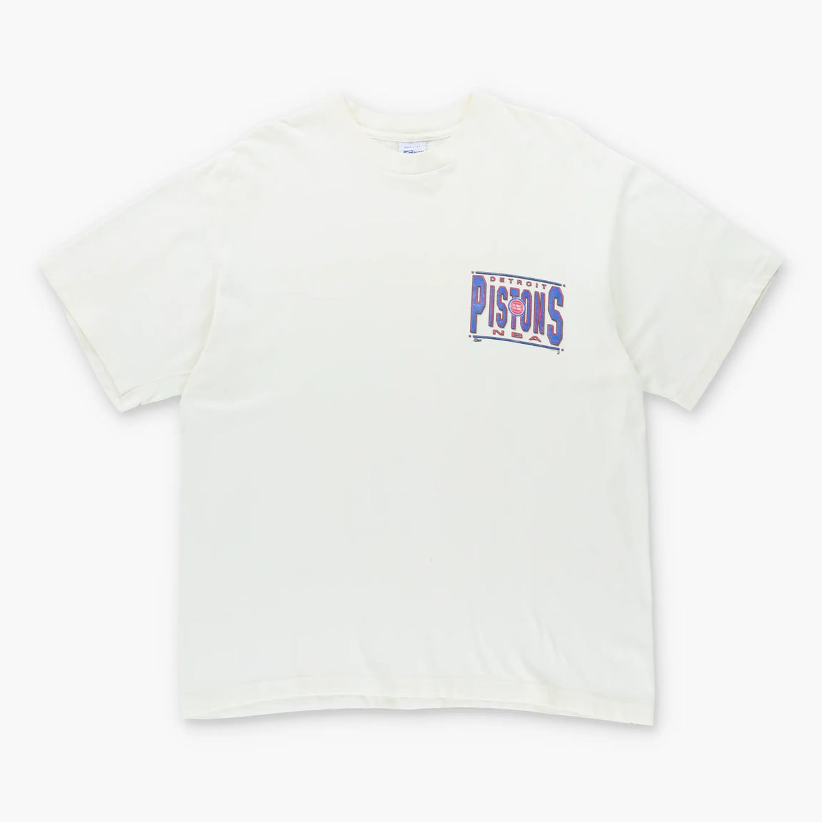 Vintage DETROIT PISTONS NBA White USA Made SIngle Stitch Basketball T-Shirt (XL)