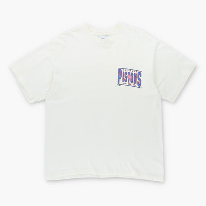 Vintage DETROIT PISTONS NBA White USA Made SIngle Stitch Basketball T-Shirt (XL)