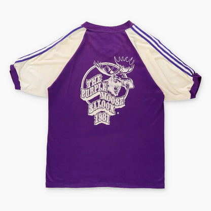 Vintage 1981 THE PURPLE MOOSE SALOON Purple & White USA Made Single Stitch T-Shirt (L)
