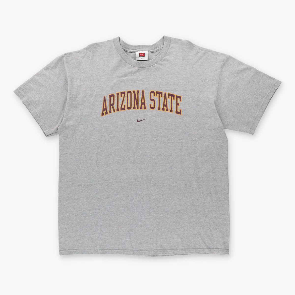Vintage NIKE X ARIZONA STATE Centre Swoosh Logo Grey & Maroon T-Shirt (XL-XXL)