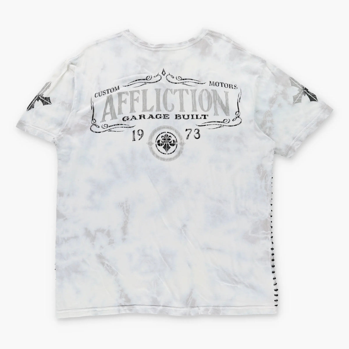 Vintage AFFLICTION Y2K Grunge Wing USA Made Grey & White T-Shirt (XL)
