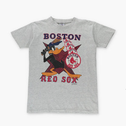 1992 RED SOX Daffy Duck Warner Bros MLB Single Stitch Baseball Grey Tee (S) - Vintage Sole Melbourne
