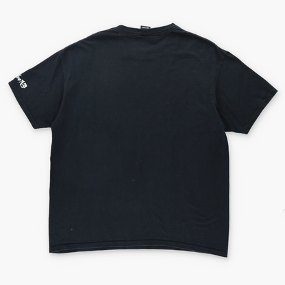 QUICKSILVER Y2K Spell Out Logo Geometric Black Surf Tee (L)