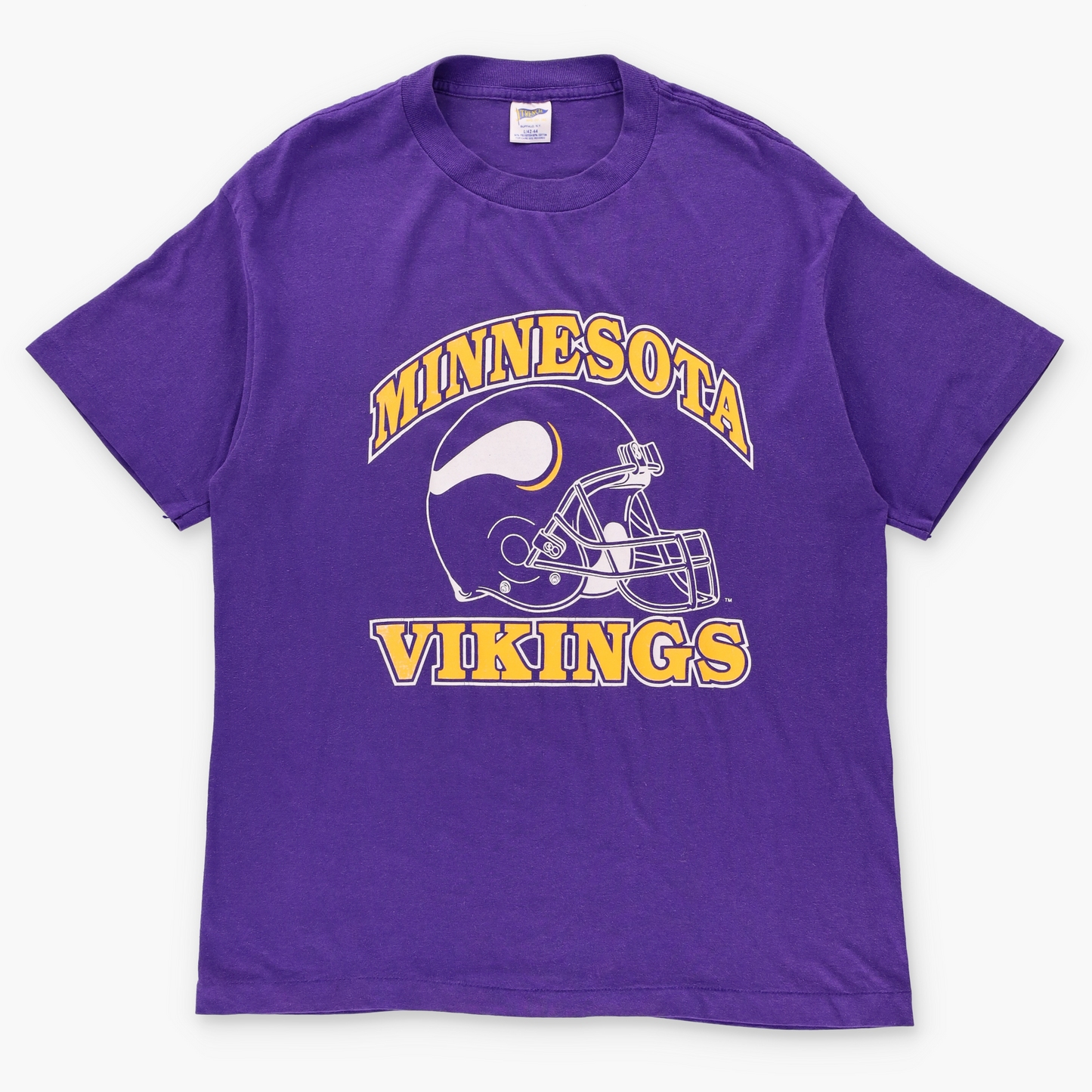 Minnesota Vikings Single Stitch Purple & Yellow USA Made TRENCH Football Tee (M-L)