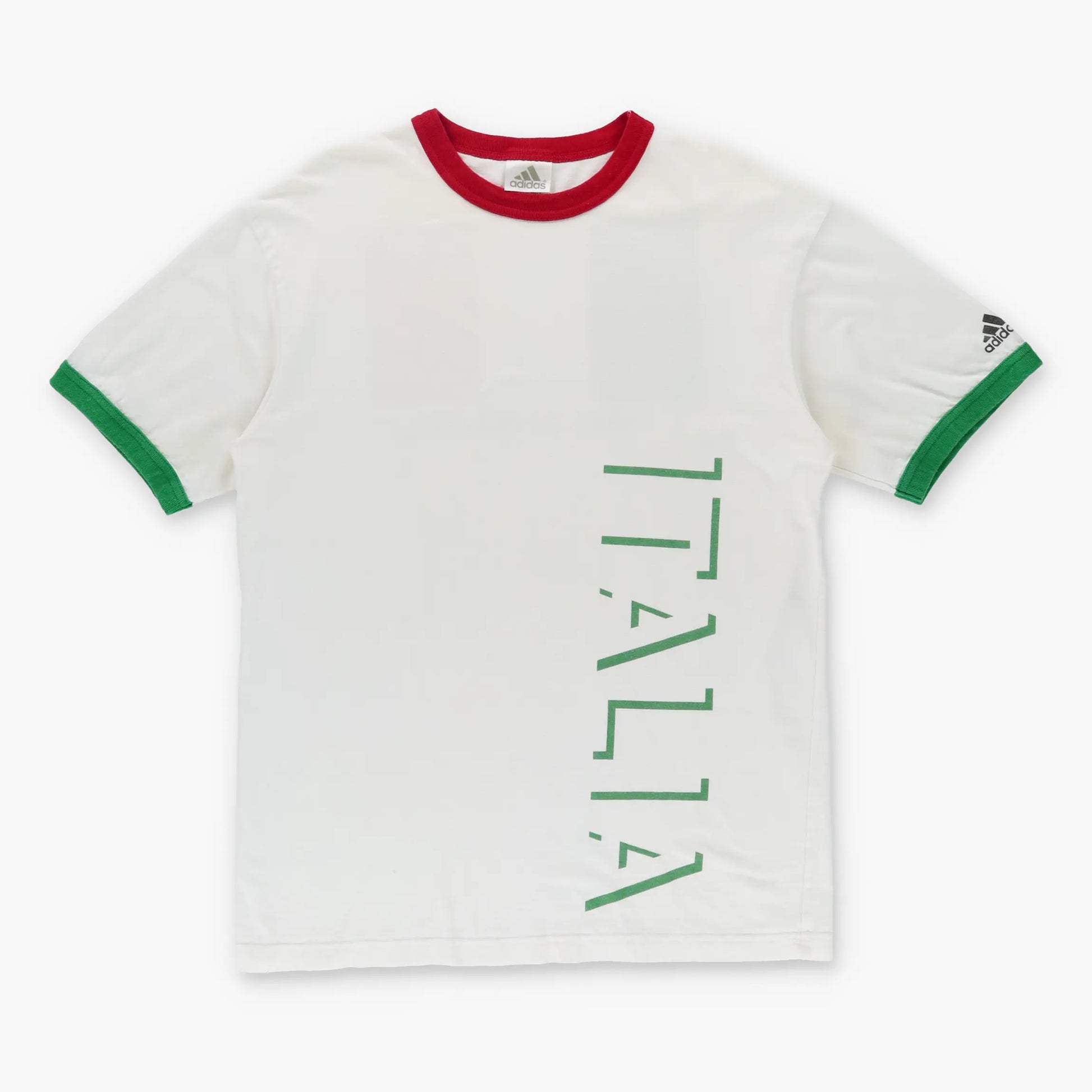 ADIDAS Ringer Italy "L Inno Di Mameli' Flag Front Back Tee (L) - Vintage Sole Melbourne