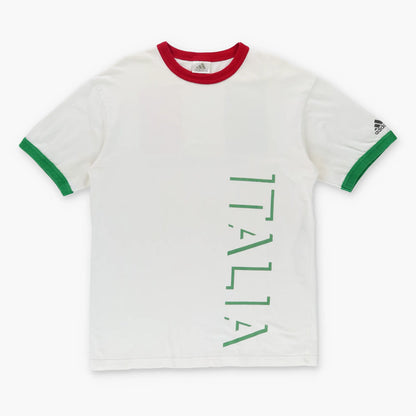 ADIDAS Ringer Italy "L Inno Di Mameli' Flag Front Back Tee (L) - Vintage Sole Melbourne