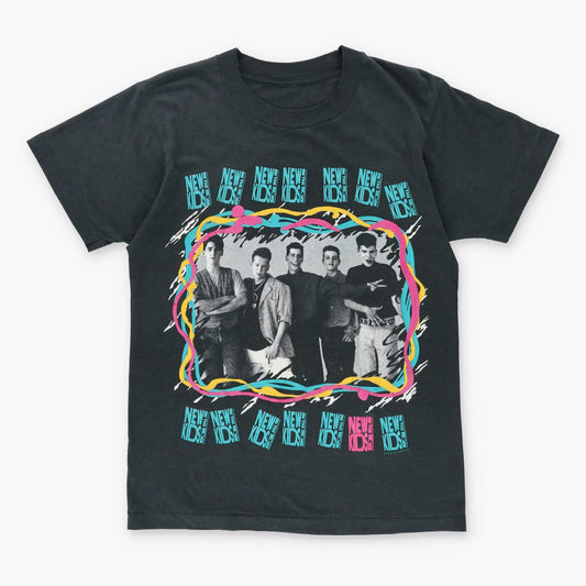 1989 NEW KIDS ON THE BLOCK Colourful Boy Band Single Stitch Tee (XS) - Vintage Sole Melbourne