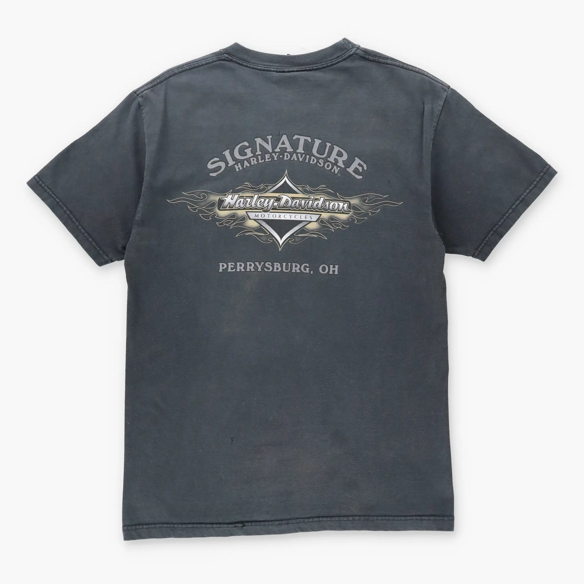 HARLEY DAVIDSON 'Bad to the Bone' Skeleton Pocket USA Made Tee (S) - Vintage Sole Melbourne