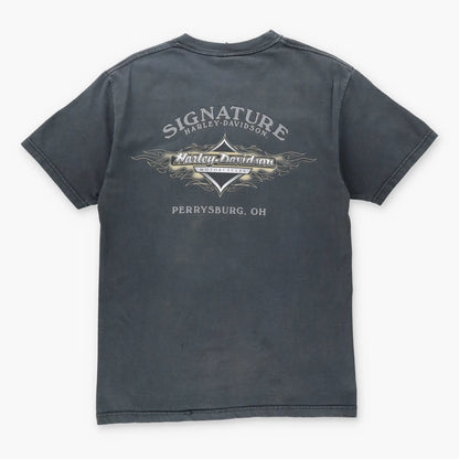 HARLEY DAVIDSON 'Bad to the Bone' Skeleton Pocket USA Made Tee (S) - Vintage Sole Melbourne