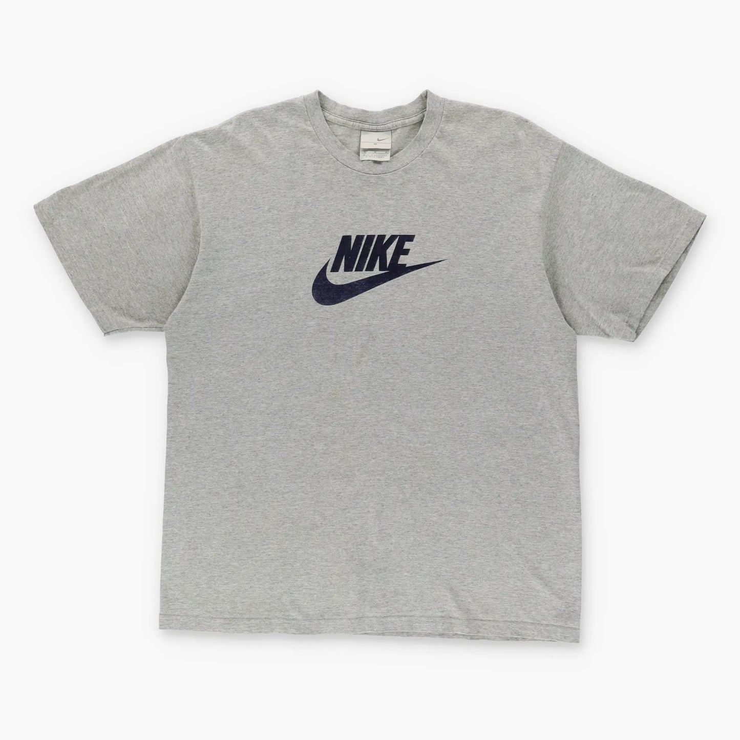 NIKE Classic Swoosh Logo Grey & Navy Tee (M-L) Vintage Sole Melbourne