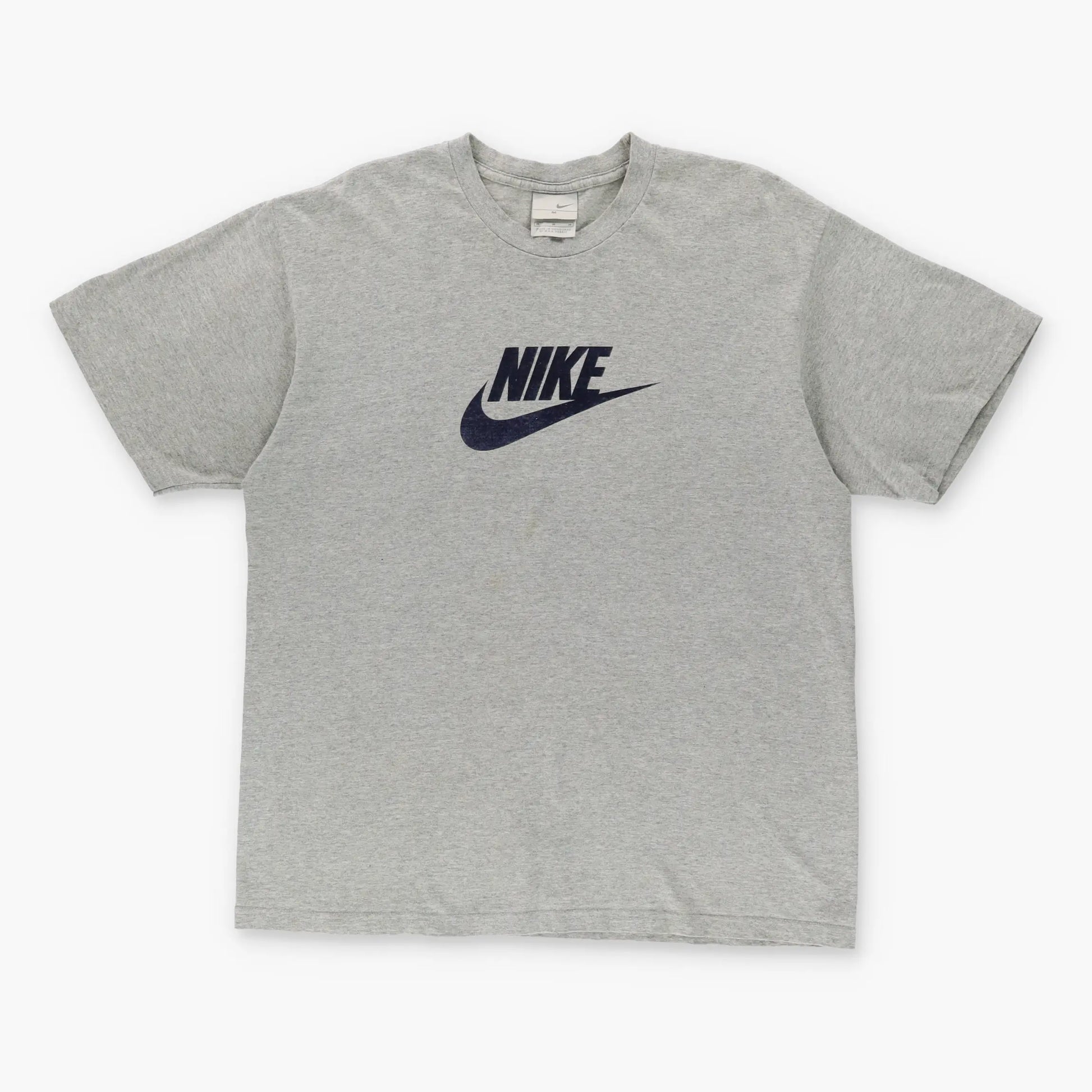 NIKE Classic Swoosh Logo Grey & Navy Tee (M-L) Vintage Sole Melbourne