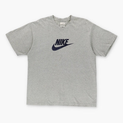 NIKE Classic Swoosh Logo Grey & Navy Tee (M-L) Vintage Sole Melbourne