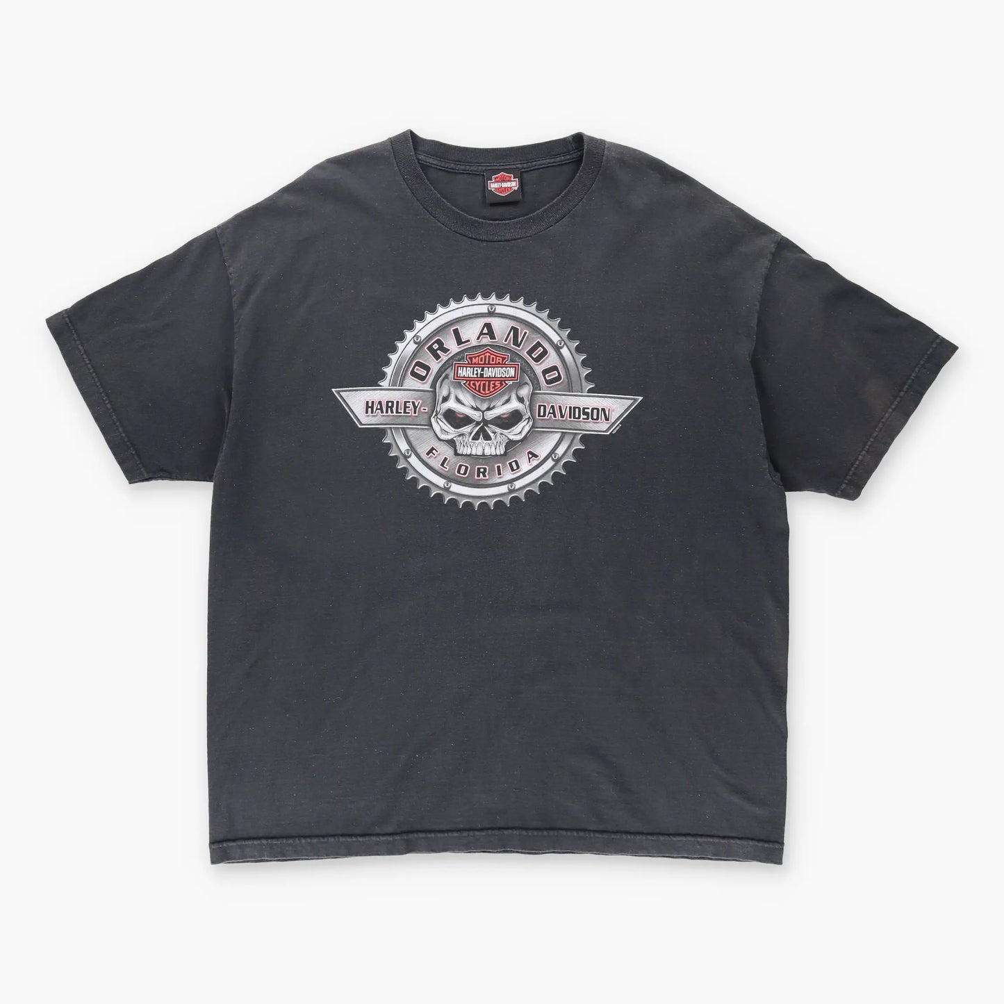 HARLEY DAVIDSON Orlando Skull & Gear Front Back Tee (XL) Vintage Sole Melbourne