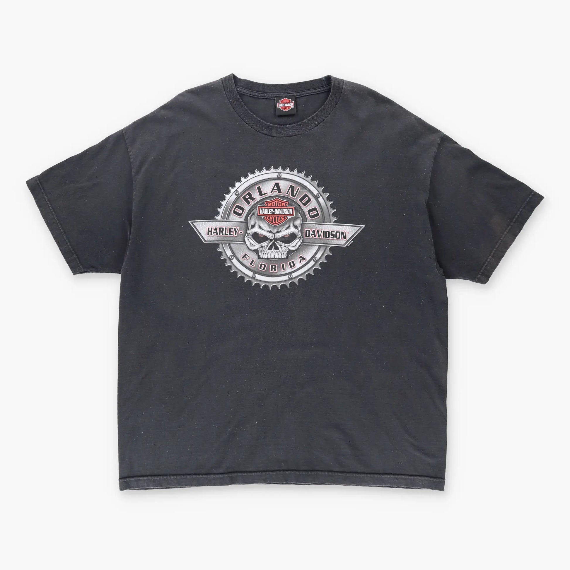 HARLEY DAVIDSON Orlando Skull & Gear Front Back Tee (XL) Vintage Sole Melbourne