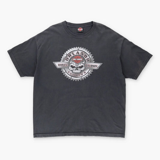 HARLEY DAVIDSON Orlando Skull & Gear Front Back Tee (XL) Vintage Sole Melbourne
