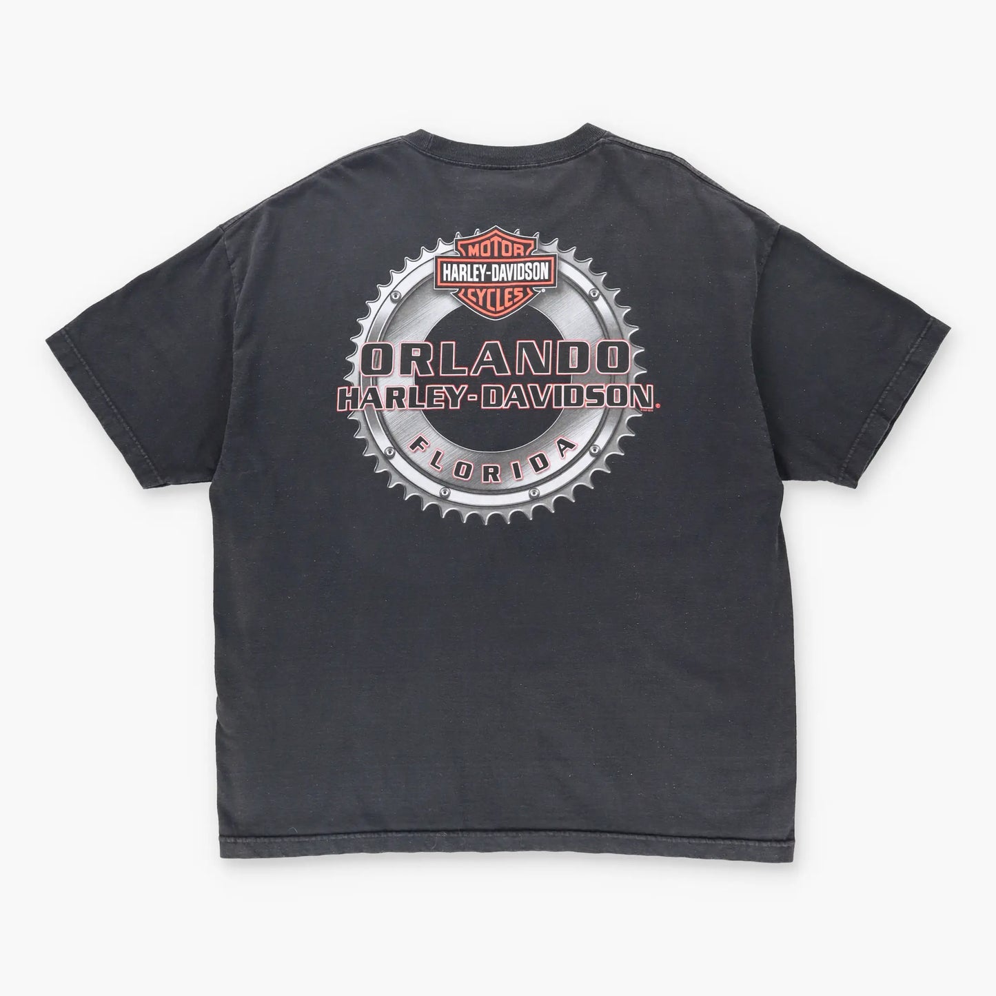 HARLEY DAVIDSON Orlando Skull & Gear Front Back Tee (XL) Vintage Sole Melbourne