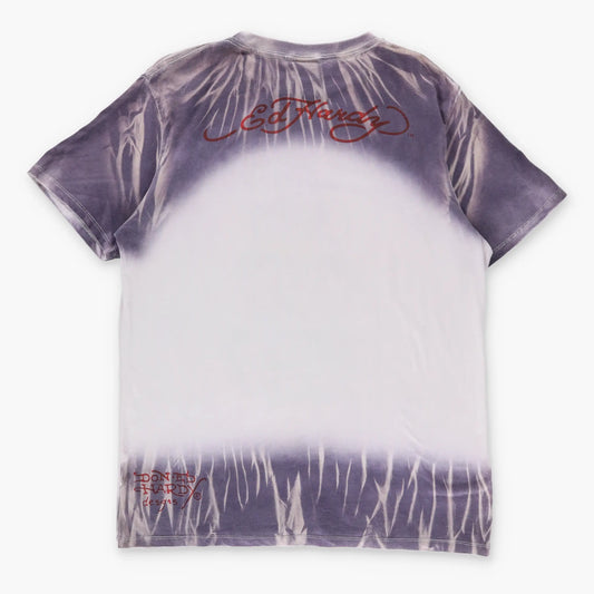 ED HARDY Y2K Embellished Smoking Skull Y2K Tie Dye T-Shirt (M) Vintage Sole Melbourne