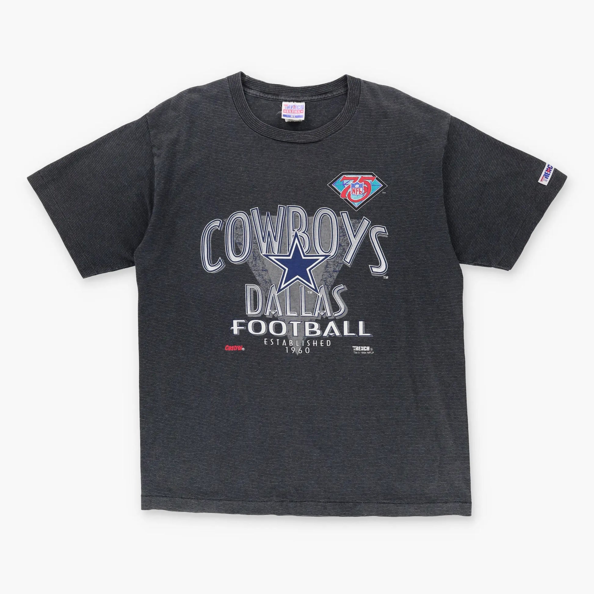 1994 DALLAS COWBOYS USA Made NFL Striped USA Made Tee (XL) Vintage Sole Melbourne
