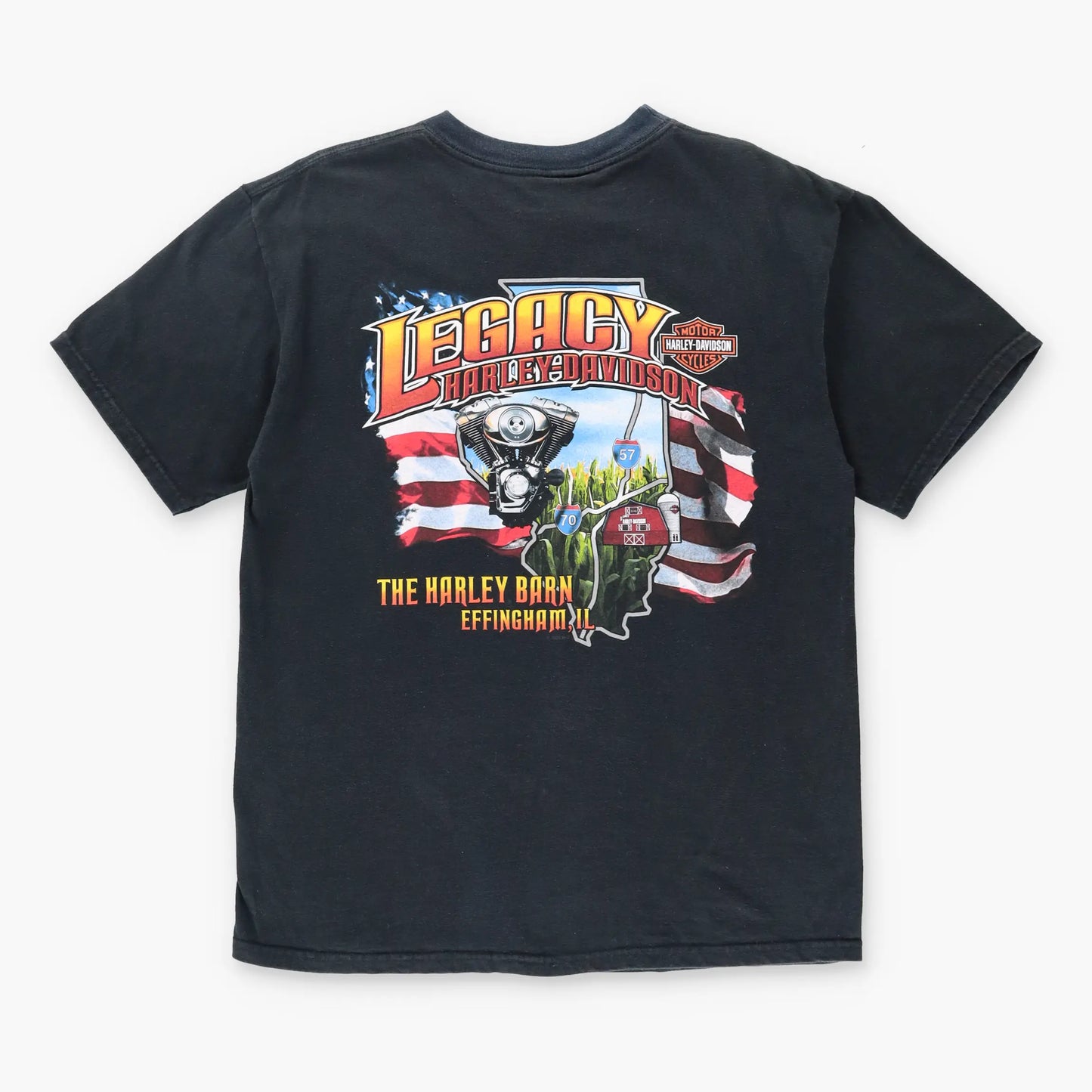 HARLEY DAVIDSON Blue Chrome Illinois Destination Tee USA Made (S-M) Vintage Sole Melbourne