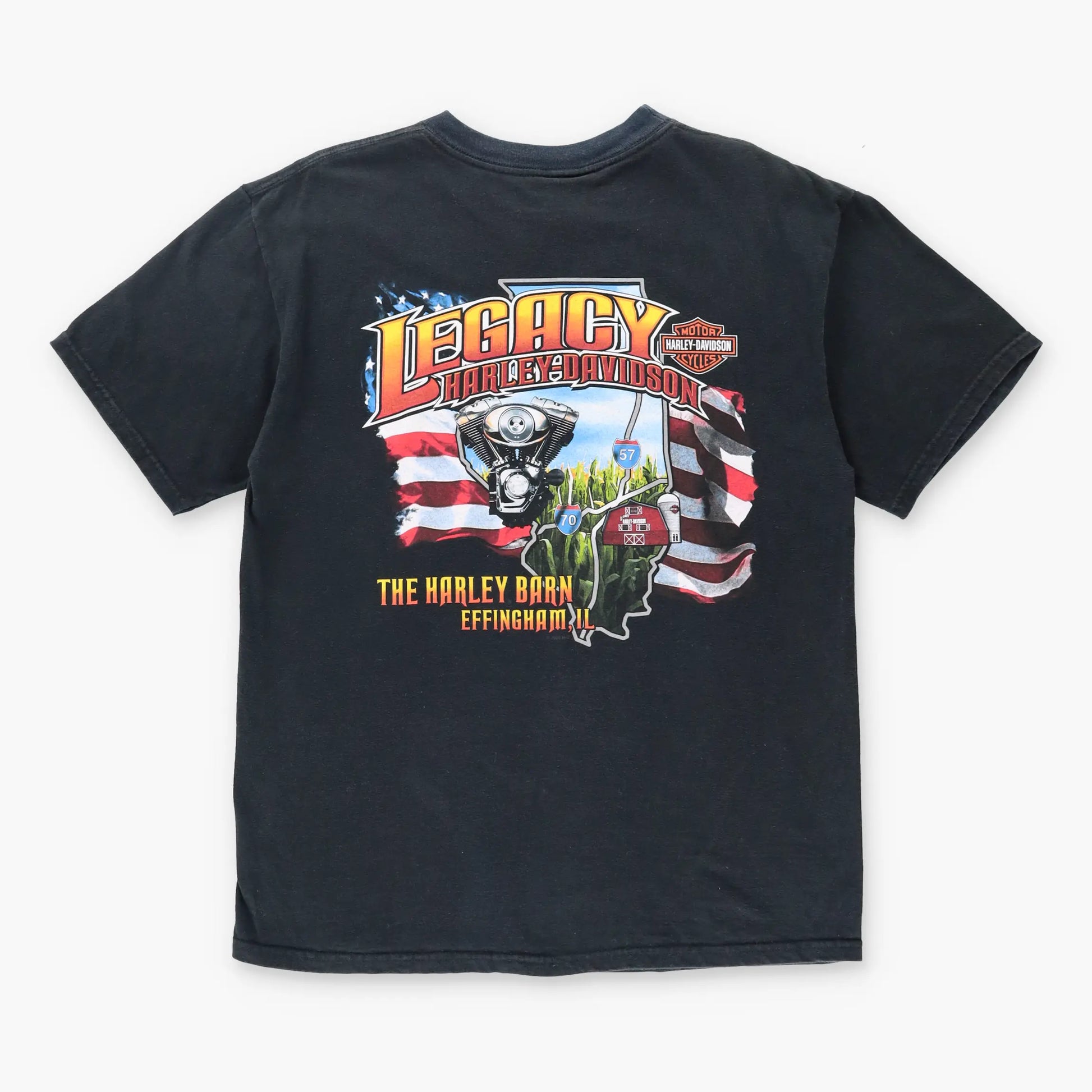 HARLEY DAVIDSON Blue Chrome Illinois Destination Tee USA Made (S-M) Vintage Sole Melbourne