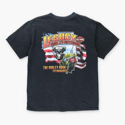 HARLEY DAVIDSON Blue Chrome Illinois Destination Tee USA Made (S-M) Vintage Sole Melbourne