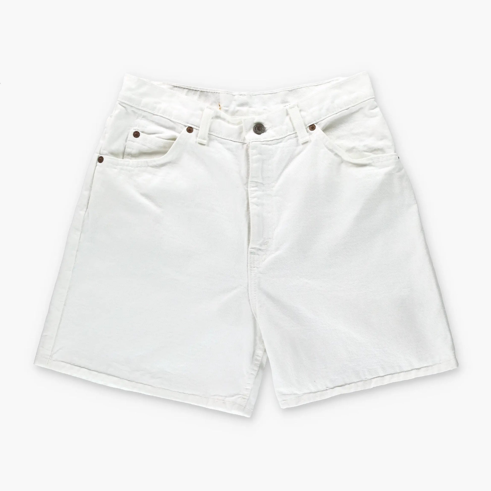 LEVI'S 'Regular Fit' USA Made High Waist White Denim Shorts (12) Vintage Sole Melbourne