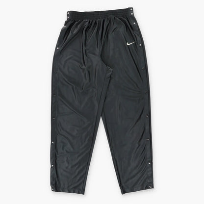 NIKE Black & Silver Embroidered Swoosh Logo Tear Away Track Pants (XXL) Vintage Sole Melbourne