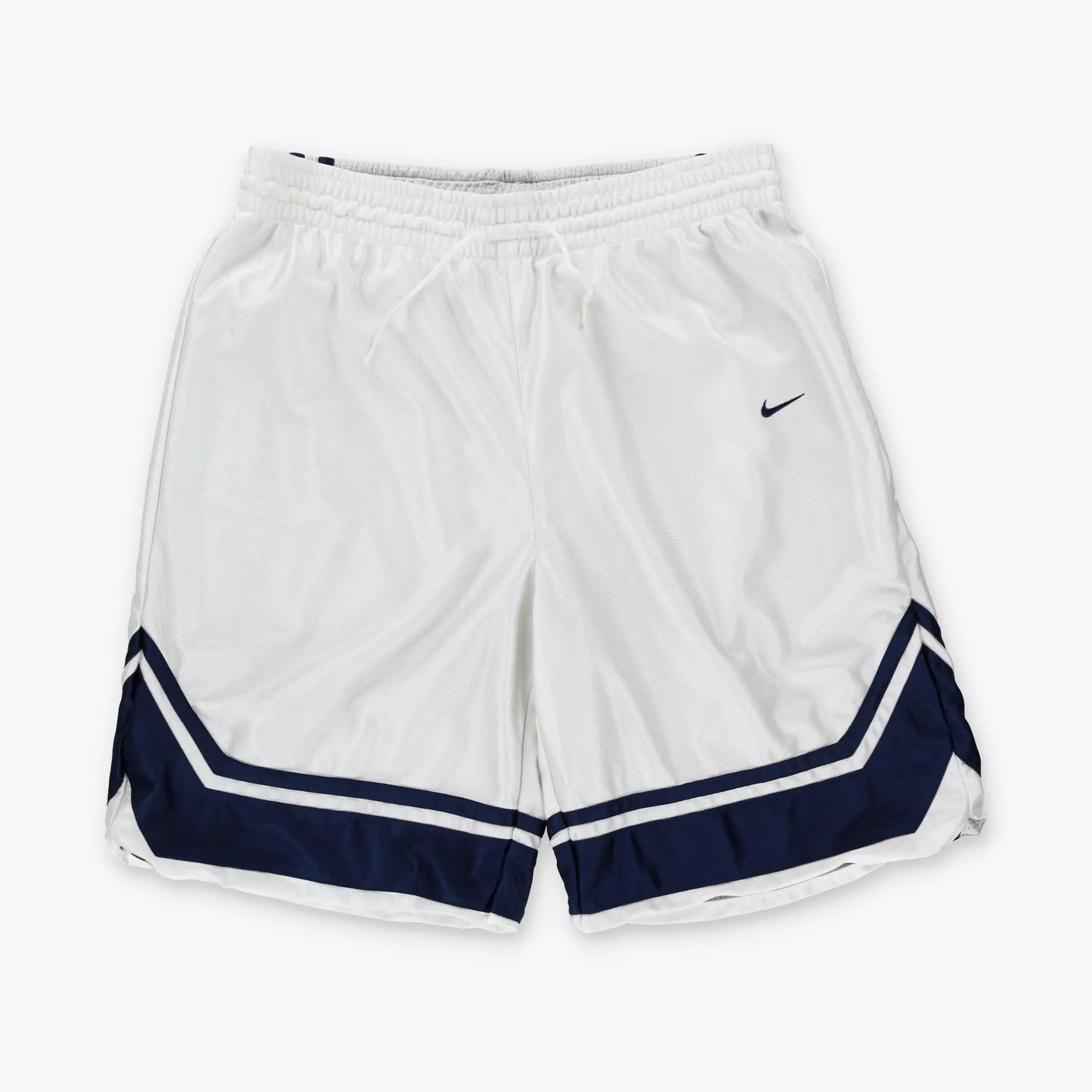 NIKE Reversible White & Navy Embroidered Swoosh Logo Basketball Shorts (L) Vintage Sole Melbourne