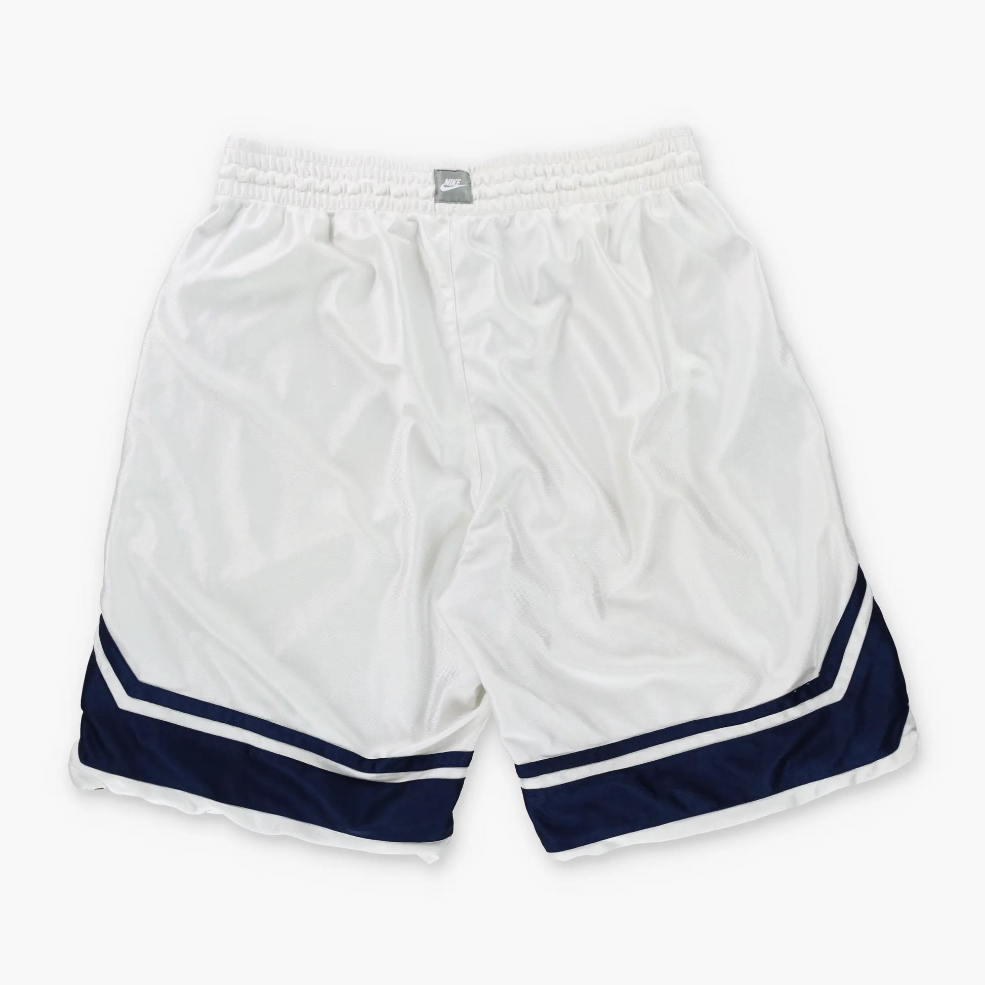 NIKE Reversible White & Navy Embroidered Swoosh Logo Basketball Shorts (L) Vintage Sole Melbourne