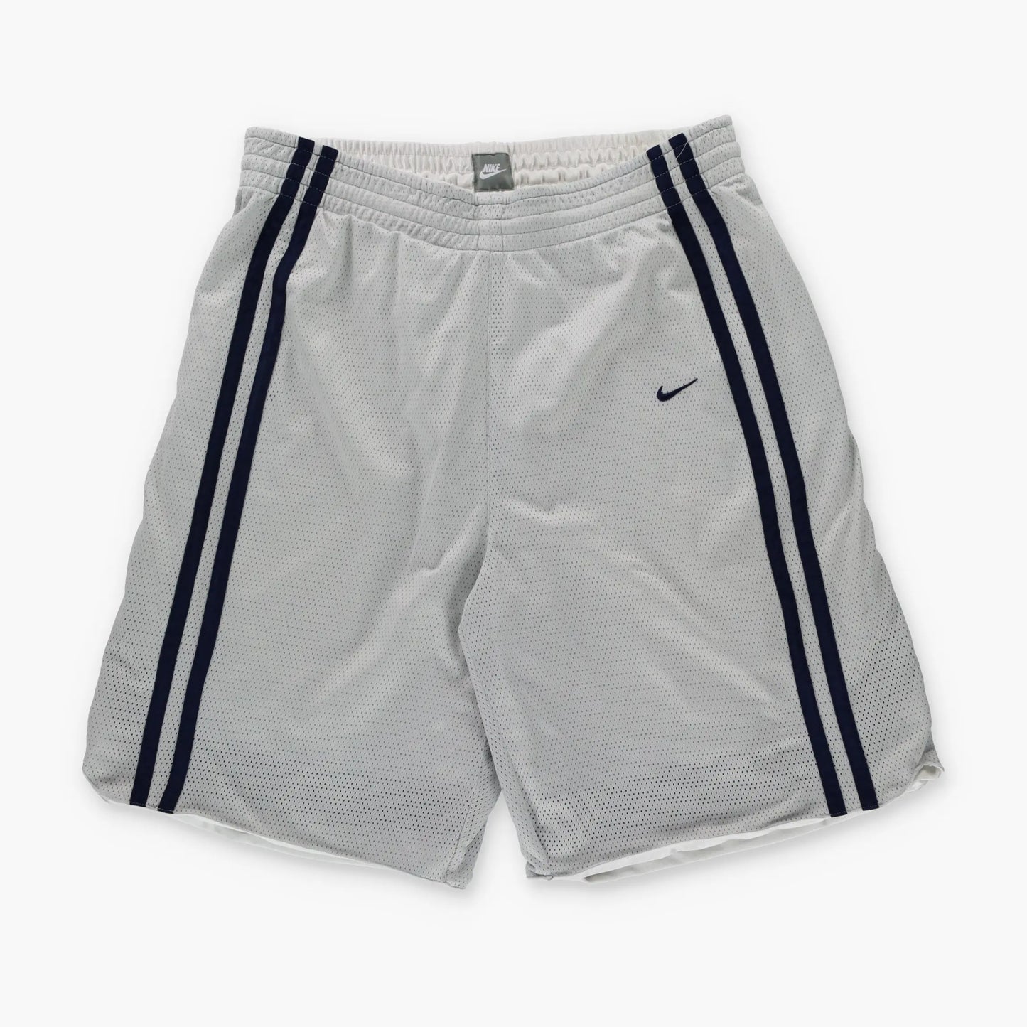 NIKE Reversible White & Navy Embroidered Swoosh Logo Basketball Shorts (L) Vintage Sole Melbourne