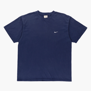 NIKE Embroidered Swoosh Logo Navy & White Tee (L)